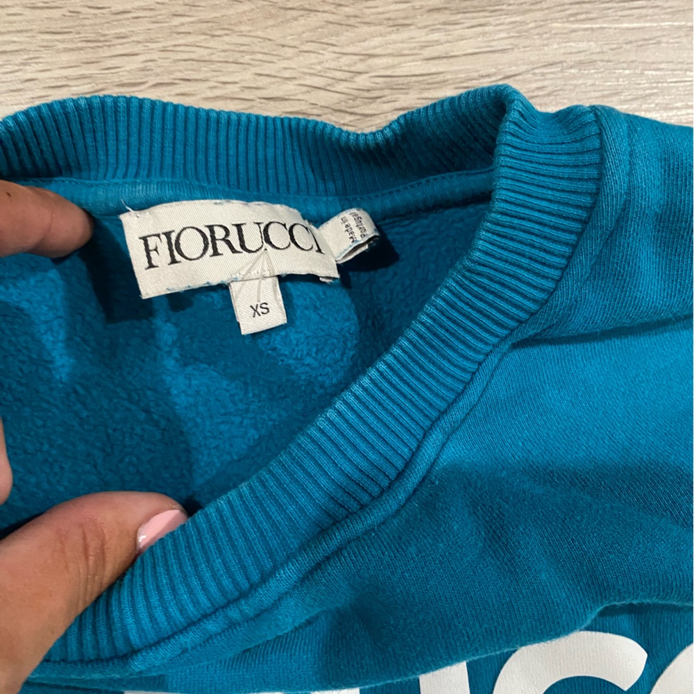 Fiorucci Womens‎ Graphic Blue Sweater Crewneck Pullover XS - Picture 3 of 6